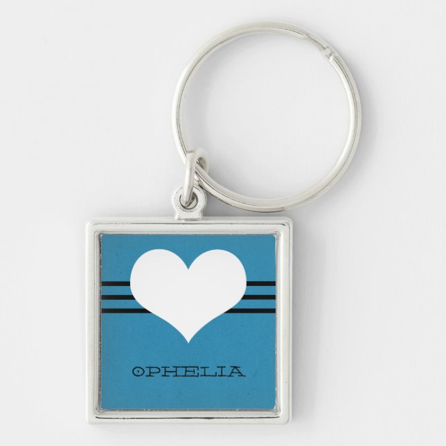 Llavero Keychain Blue Modern Heart Premium (Frente)