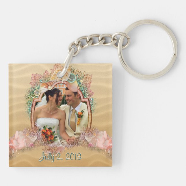 Llavero Keychain, Boda de Keepsake, añada tu foto (Atrás)