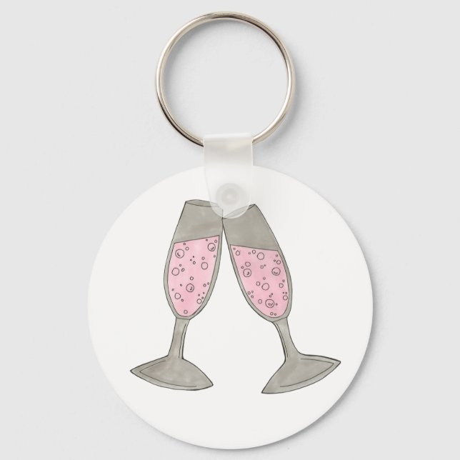Llavero Keychain Boda de tostadas de champagne rosa (Anverso)