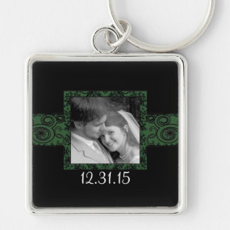 Llavero Keychain Boda floral negro y verde