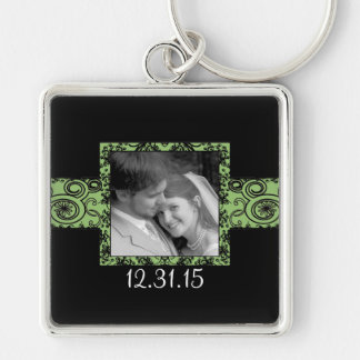 Llavero Keychain Boda floral negro y verde