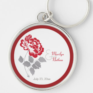 Llavero Keychain Boda Floral Premium rojo y blanco