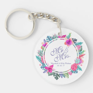 Llavero Keychain Boda floral tropical personalizada
