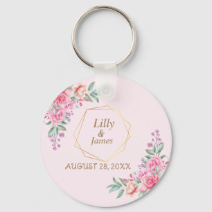 Llavero Keychain boda rosa floral