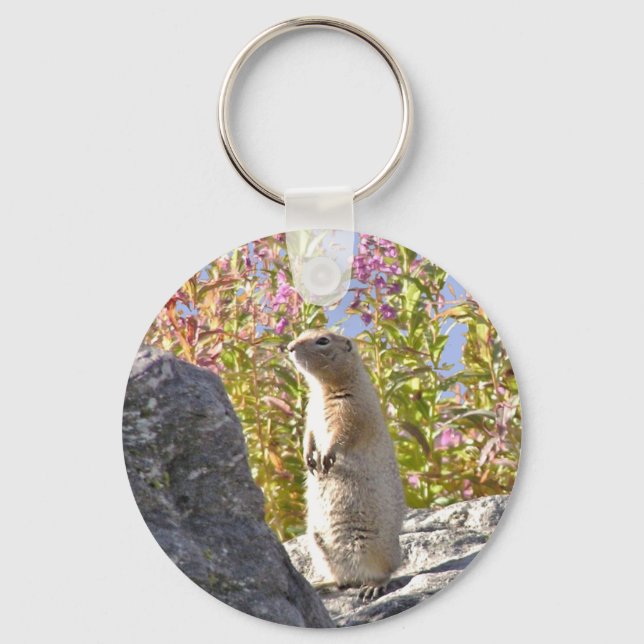 Llavero Keychain botón con perro de pradera adorable (Anverso)