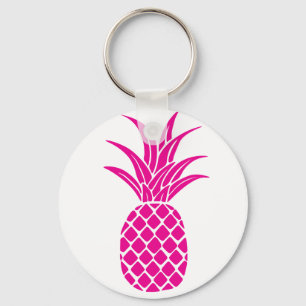 Llavero Keychain botón rosa brillante de piña
