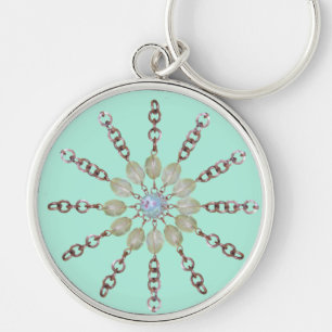 Llavero Keychain - Cadena de cobre y perlas