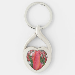 Llavero Keychain cardíaca de flor tulipán rojo/rosa/Naranj