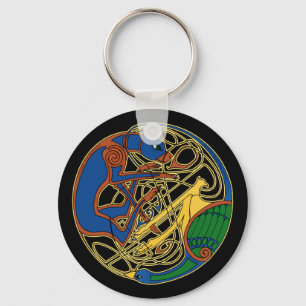 Llavero Keychain Celtic Hound & Bird, Negro