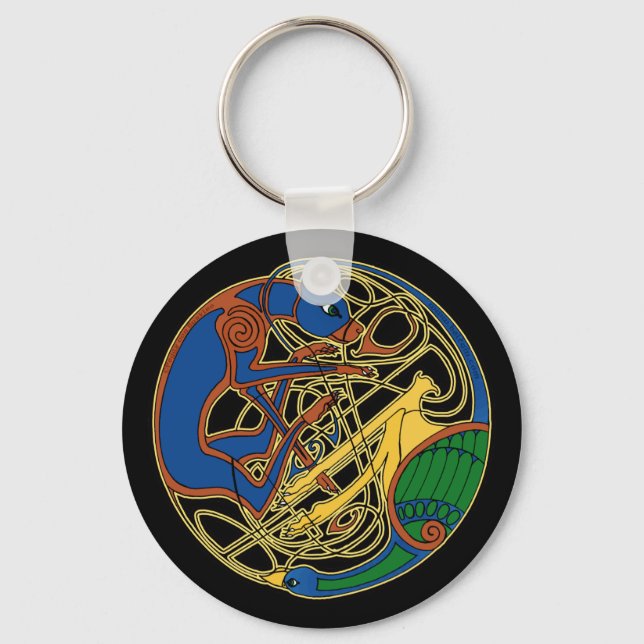 Llavero Keychain Celtic Hound & Bird, Negro (Anverso)