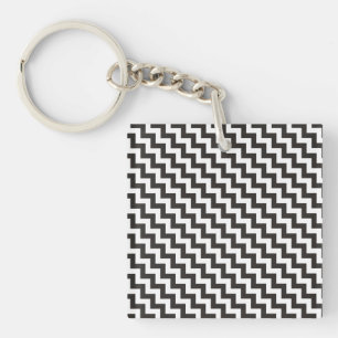 Llavero Keychain Chevrons de estilo, zigzags de negro y bl