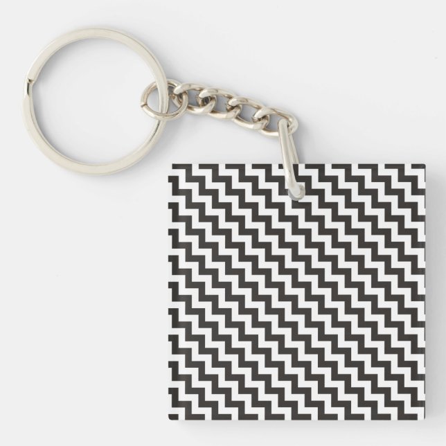 Llavero Keychain Chevrons de estilo, zigzags de negro y bl (Frente)
