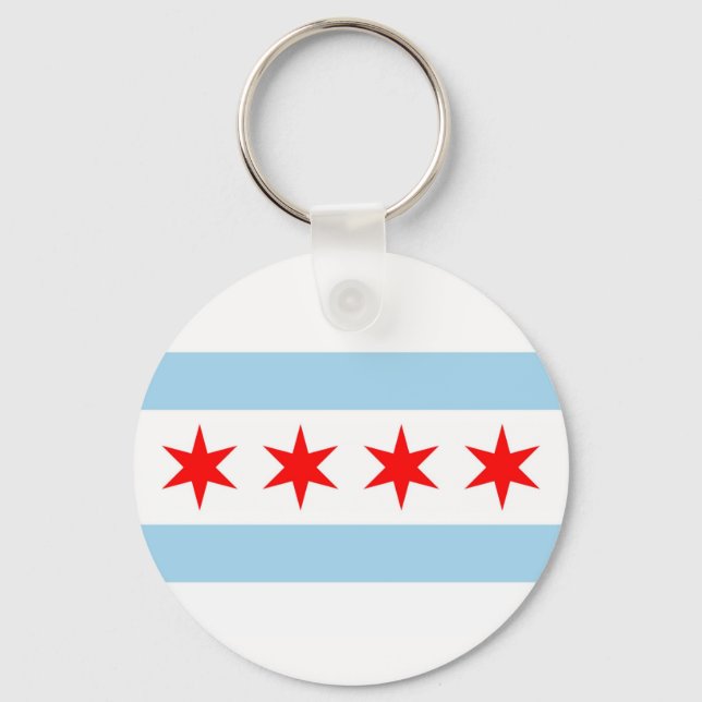 Llavero Keychain con bandera de Chicago, estado de Illinoi (Anverso)