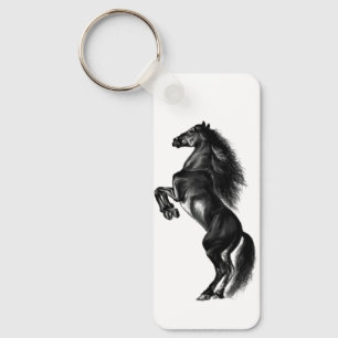 Llavero Keychain con caballo salvaje negro erguido - Pintu