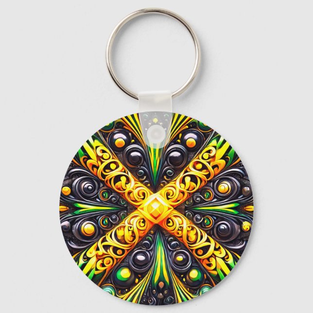 Llavero Keychain con diseño de colores jamaiquinos (Anverso)