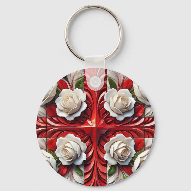 Llavero Keychain con diseño de Rosas ingleses (Anverso)