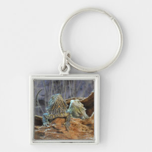 Llavero Keychain con dos lagartos curiosos