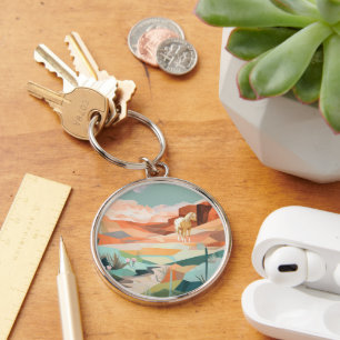 Llavero Keychain con escenario de caballo y medio oeste