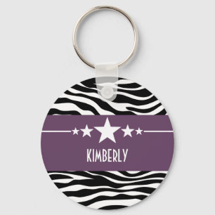 Llavero Keychain con estrella zebra Purple