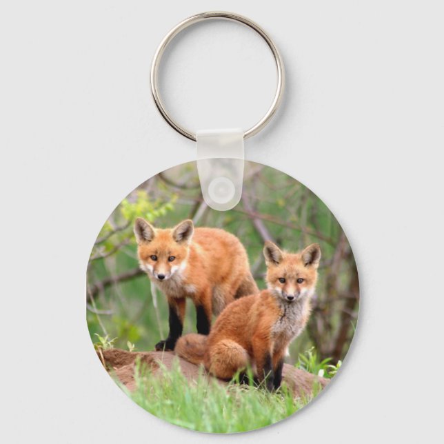Llavero Keychain con foto de kits de zorro rojo (Anverso)