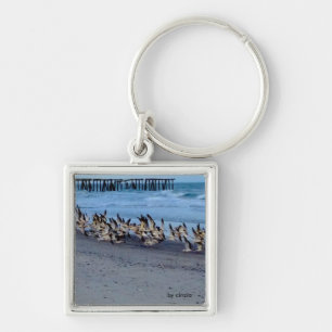 Llavero Keychain con foto de pájaros, deslumbradores negro
