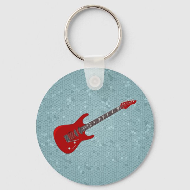 Llavero Keychain con ilustracion de guitarra eléctrica (Anverso)