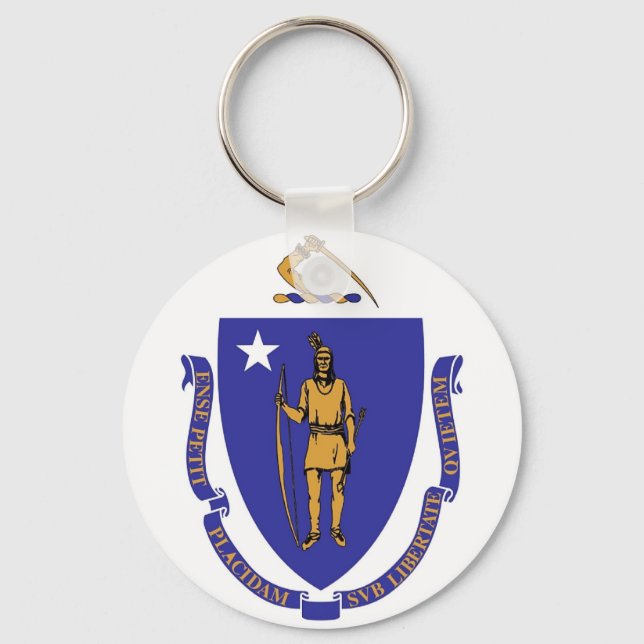 Llavero Keychain con la bandera del estado de Massachusett (Anverso)