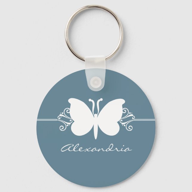 Llavero Keychain con mariposa azul desvanecida (Anverso)