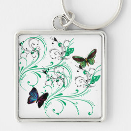 Llavero Keychain con Vines y Mariposas Verde