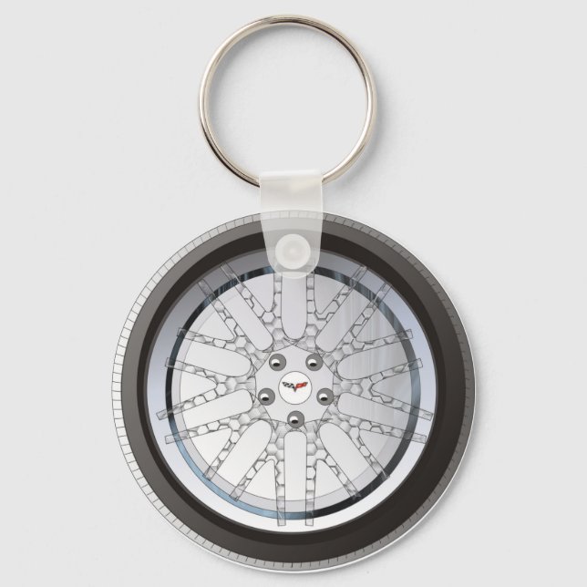 Llavero Keychain Corvette de ruedas personalizado (Anverso)