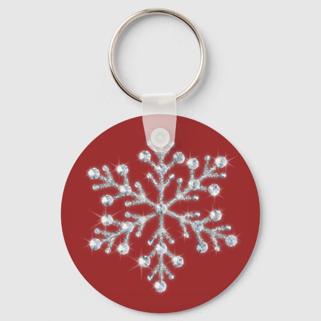 Llavero Keychain Crystal Snowflake (rojo) (Anverso)