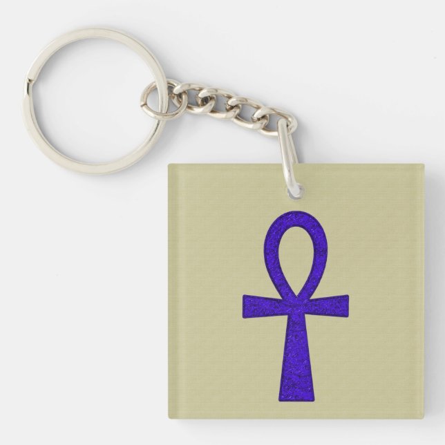 Llavero Keychain cuadrado acrílico de ángulo azul (Frente)