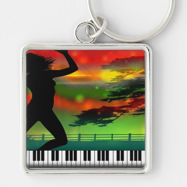 Llavero Keychain cuadrado de música 2-Premium (Frente)