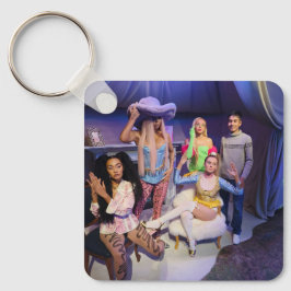 Llavero Keychain cuadrado metalizado, 2,25" x 2,25"Metaliz