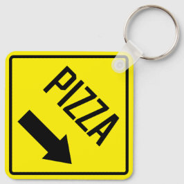 Llavero Keychain cuadrado Metalizado Pizza