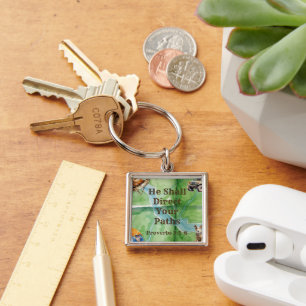 Llavero Keychain cuadrado plateado inspirado por el cristi