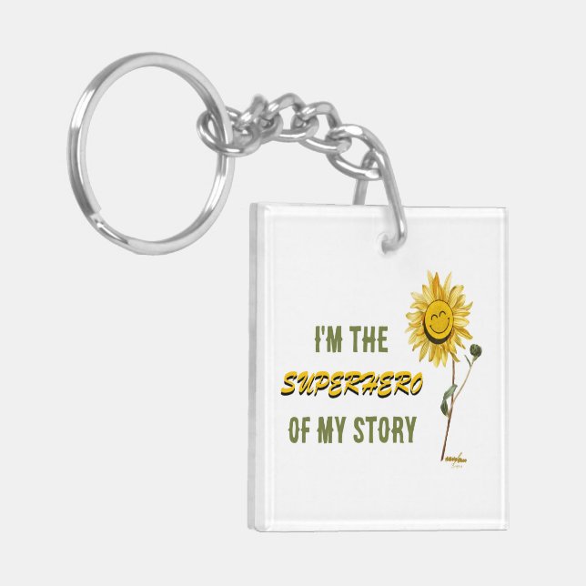 Llavero Keychain De Acrílico Blanco Superhéroe Por Adiela  (Frente Izquierda)