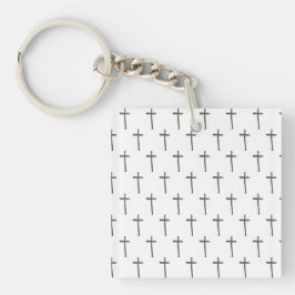 Llavero Keychain de acrílico cruzado y escurrido antiguo