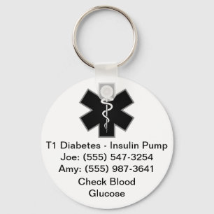 Llavero Keychain de alerta médica para personalizados Blac