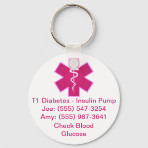 Llavero Keychain de alerta médica Personalizado Rosa