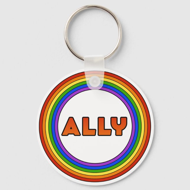 Llavero Keychain de Aliado GLBT (Estilo de botón) (Anverso)