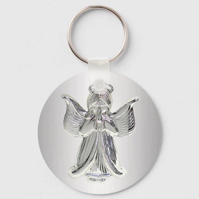 Llavero keychain de ángel de oración plateado (Anverso)