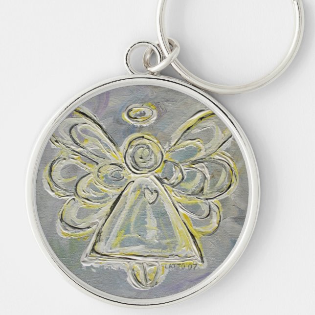 Llavero Keychain de ángel de protección de luz blanca y pl (Frente)