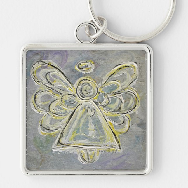 Llavero Keychain de ángel de protección de luz blanca y pl (Frente)