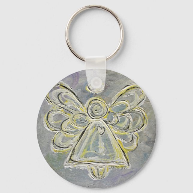 Llavero Keychain de ángel de protección de luz blanca y pl (Anverso)