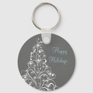 Llavero Keychain de árbol de vacaciones espumoso, gris
