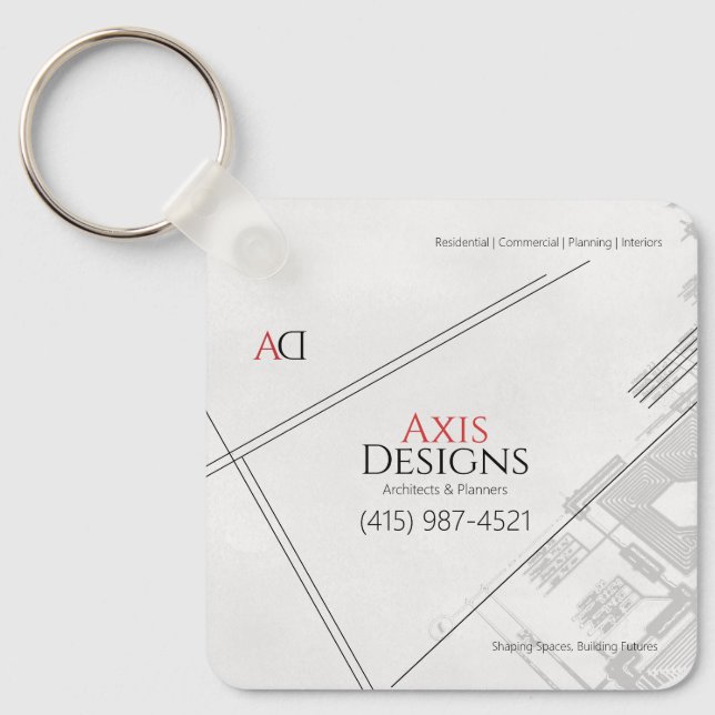 Llavero Keychain de arquitectura | Diseño de huella azul (Anverso)