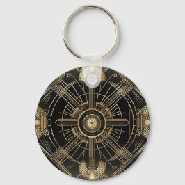 Llavero Keychain de Art Deco personalizado - Ge de oro y n