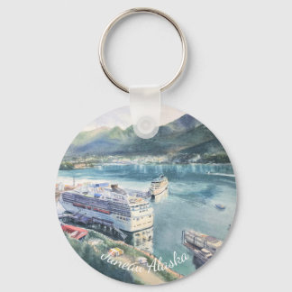 Llavero Keychain de arte de acuarela de puerto de cruceros