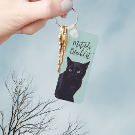 Llavero Keychain de arte de gato negro personalizado